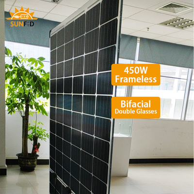 450W el panel solar monocristalino Frameless 10BB bifacial para el sistema residencial del almacenamiento de energía