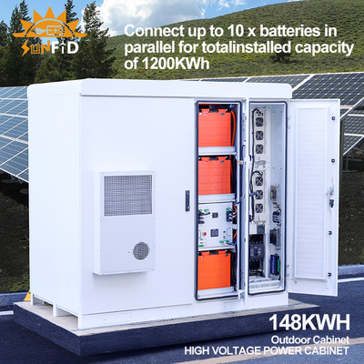 sistemas comerciales 96V 148KWH del almacenamiento de la batería solar de 384V 192V