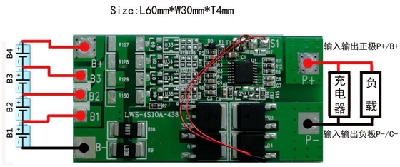 Placa de circuito recargable de la protección de BMS Battery Lithium 3.2v 4s 10a 12.8v